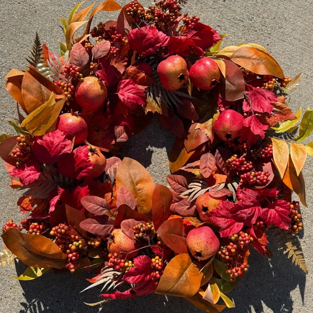 Frontgate Autumn Pomegranate Wreath - 28” - NWT